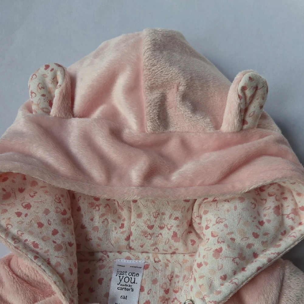 Carter's 6mo Pink Llama/Sheep Hooded Baby Bunting Pram One Piece